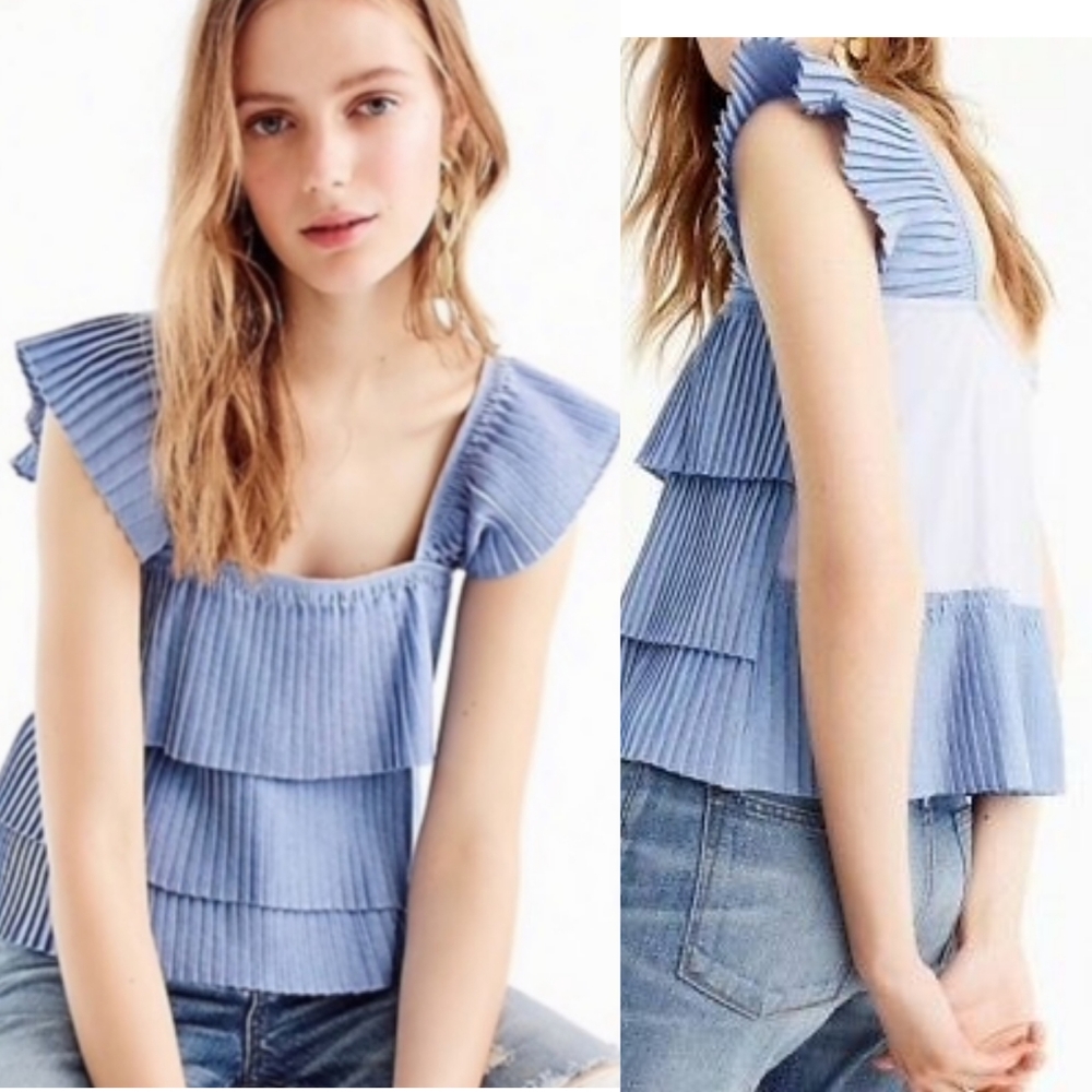 J Crew Pleated Tiered Top